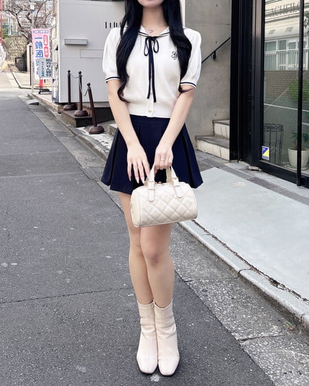 INGNI（イング） セーラーカラー配色ニットカーディガン ｵﾌﾎﾜｲﾄ/ｺﾝ