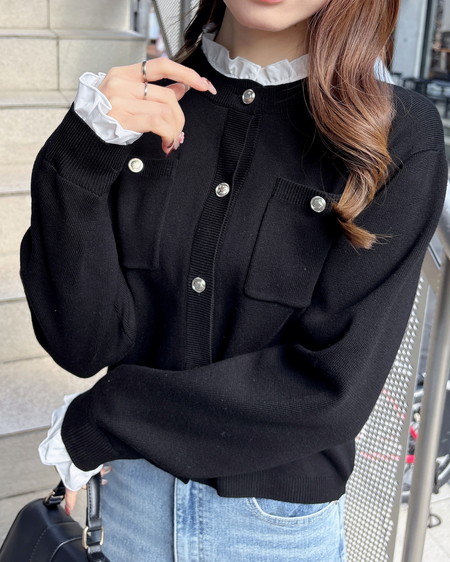 【INGNI SOELA】新作 フリルレイヤードニットカーディガン