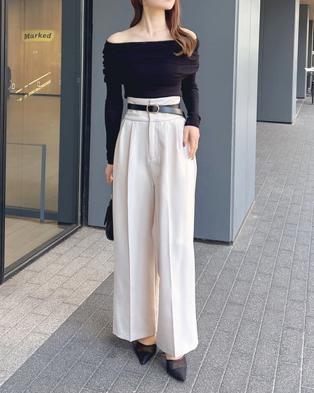 INGNI(イング) シアーオフショルニット クロ