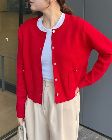 INGNI（イング） 金ボタンスポンディッシュニットカーディガン ｱｶ