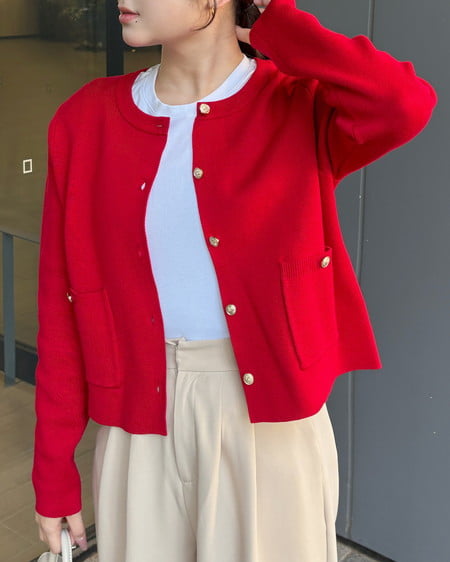 INGNI（イング） 金ボタンスポンディッシュニットカーディガン ｱｶ