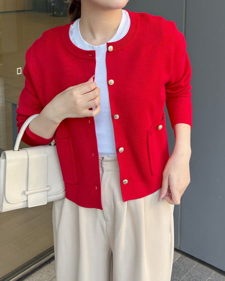 INGNI（イング） 金ボタンスポンディッシュニットカーディガン ｱｶ