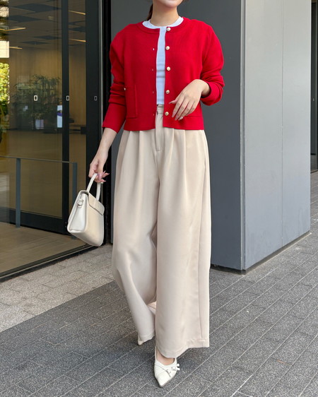 INGNI（イング） リボンワイドパンツ ﾍﾞｰｼﾞｭ