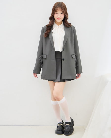 INGNI（イング） 2Wayポケットリボンテーラードジャケット(セットアップ対応) ｸﾞﾚｰ