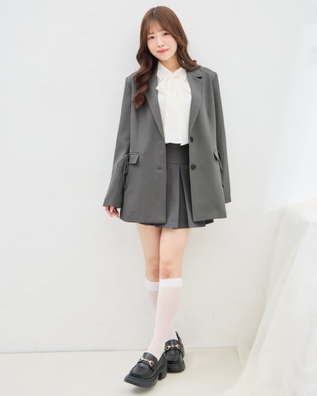 INGNI（イング） 2Wayポケットリボンテーラードジャケット(セットアップ対応) ｸﾞﾚｰ