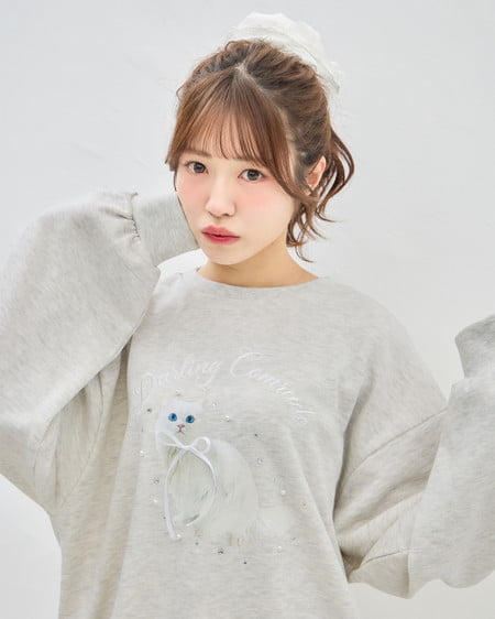 INGNI（イング） 装飾リボン付ねこスウェットトップス ｵｰﾄﾐｰﾙ