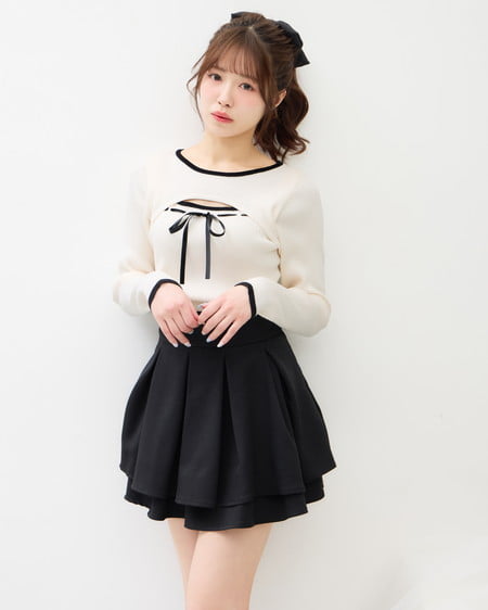 INGNI（イング） デコルテオープンリブニット ｵﾌﾎﾜｲﾄ/ｸﾛ