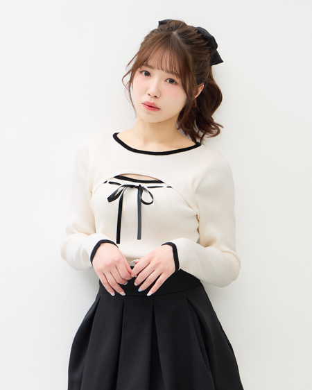 【2／25 2時までの限定価格】【WEB限定】デコルテオープンリブニット