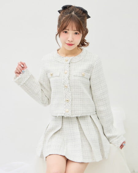 INGNI（イング） ツイードボックスプリーツスカパン(セットアップ対応) ｵﾌ/ﾂｲｰﾄﾞ