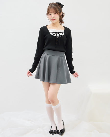 INGNI（イング） バックリボンラメフレアスカパン ｸﾞﾚｰ