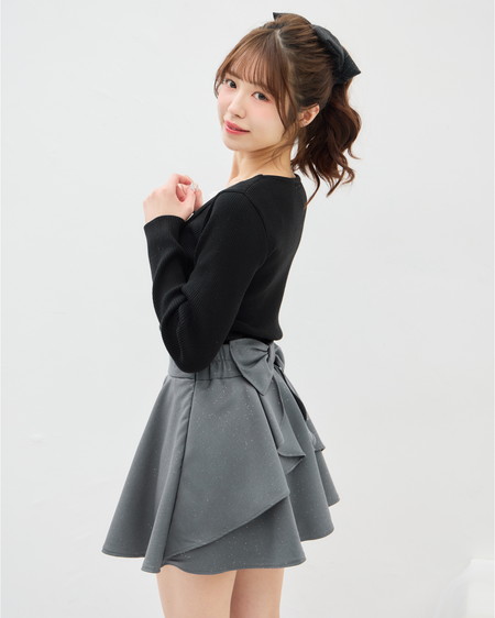 バックリボンラメフレアスカパン