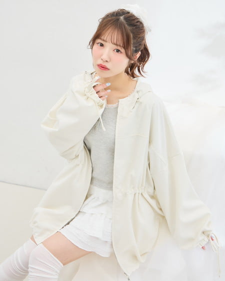 INGNI(イング) ヘンリーネックレース付プレートロゴ長袖リブトップス グレー