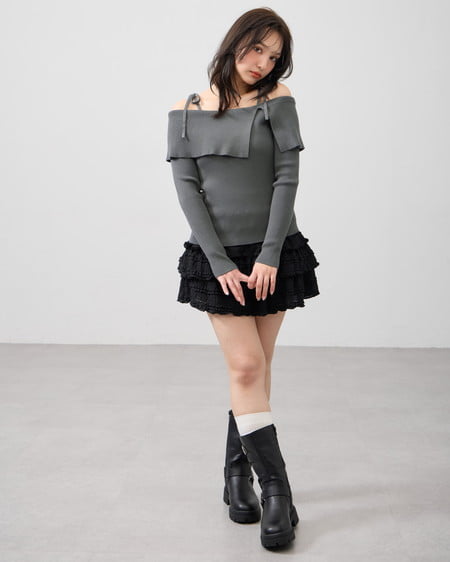 INGNI(イング) レースフリルスカパン クロ