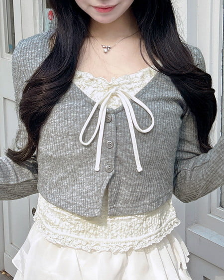 INGNI（イング） レースレイヤードカーデトップス ｸﾞﾚｰ