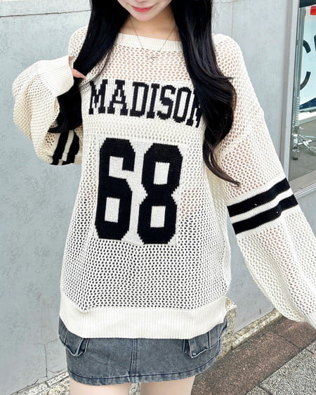 INGNI（イング） アソート柄メッシュチュニックニット ｵﾌﾎﾜｲﾄ/A