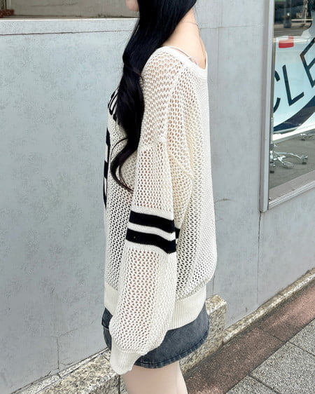 INGNI（イング） アソート柄メッシュチュニックニット ｵﾌﾎﾜｲﾄ/A