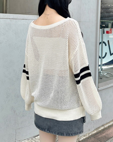 INGNI（イング） アソート柄メッシュチュニックニット ｵﾌﾎﾜｲﾄ/A