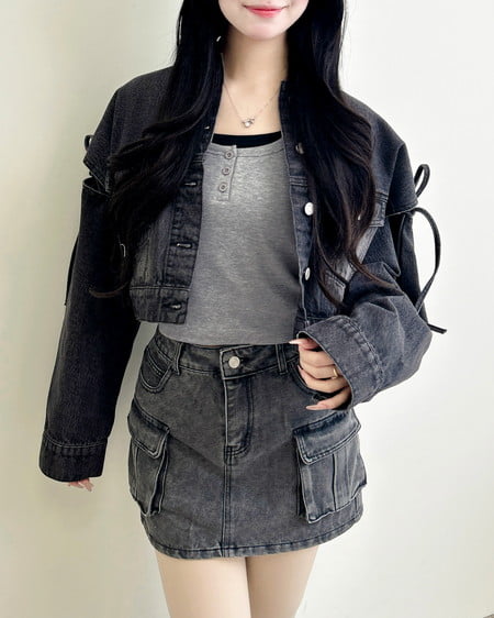 INGNI（イング） デニムカーゴミニスカパン ｸﾞﾚｰ