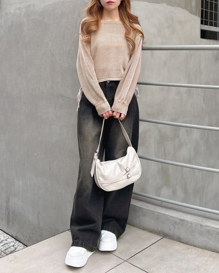 INGNI（イング） バレルレッグデニムパンツ ｸﾛ