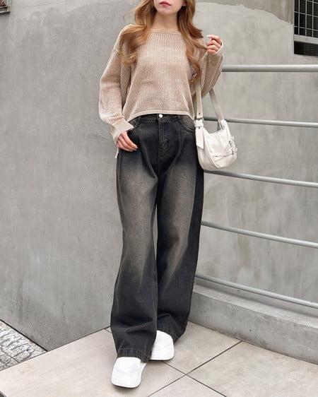 INGNI（イング） バレルレッグデニムパンツ ｸﾛ