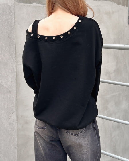 INGNI（イング） ハトメオフショルロゴスウェットトップス ｸﾛ