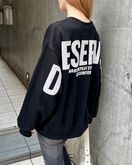 INGNI（イング） バックビッグロゴスウェットチュニック ｸﾛ/ｵﾌﾎﾜｲﾄ