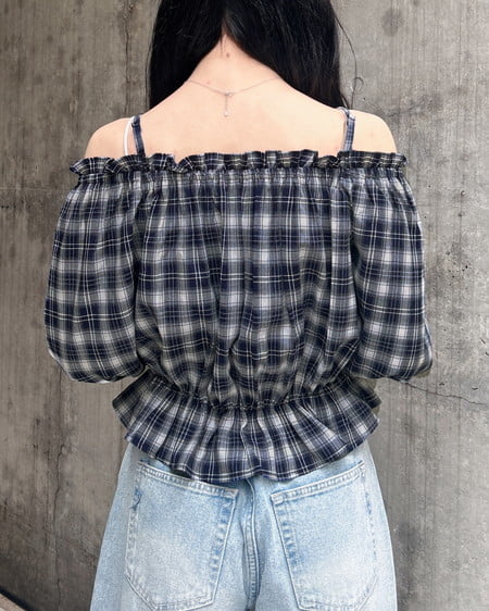 INGNI(イング) ビッグリボンチェック柄オフショルブラウス コン/チェック