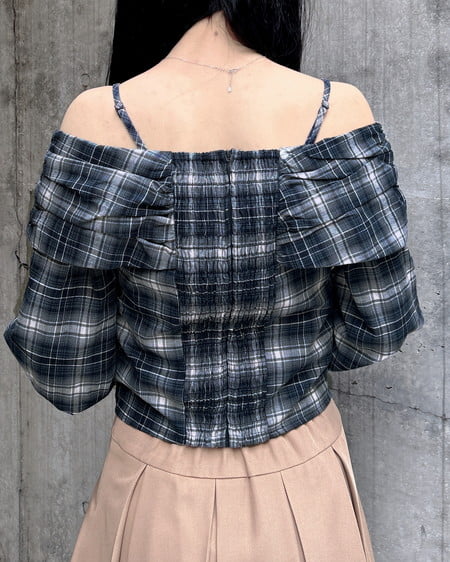 INGNI（イング） リボンオフショルチェック柄ブラウス ｺﾝ/ﾁｪｯｸ