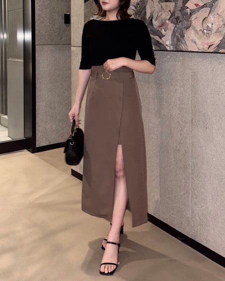 INGNI（イング） 変形バックルIラインスカート ﾓｶ