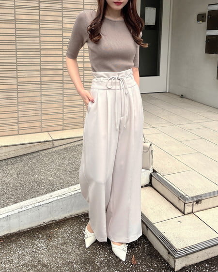 INGNI（イング） 袖金ボタンボートネック半袖ニット ﾓｶ