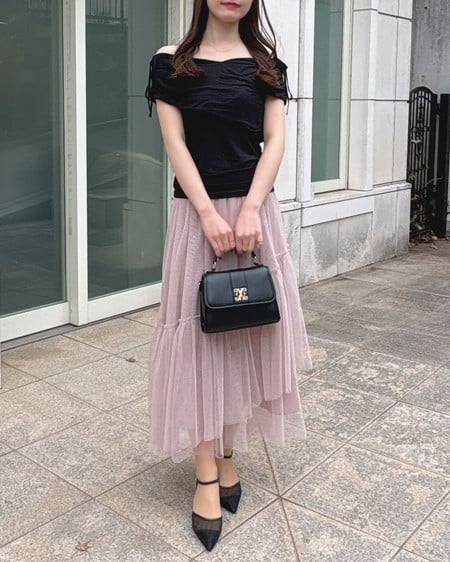 INGNI（イング） ラメチュールフレアスカート ﾋﾟﾝｸ