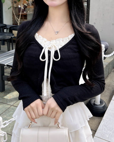 INGNI（イング） レースレイヤードカーデトップス ｸﾛ