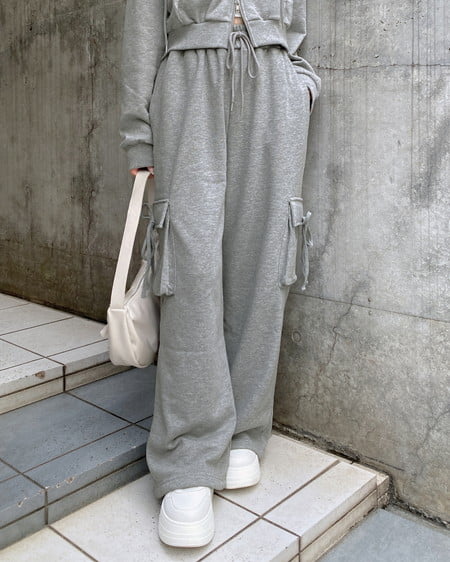 INGNI（イング） リボン付カーゴスウェットパンツ ｸﾞﾚｰ