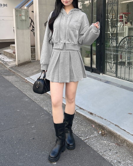 INGNI（イング） スウェットプリーツスカート(セットアップ対応) ｸﾞﾚｰ