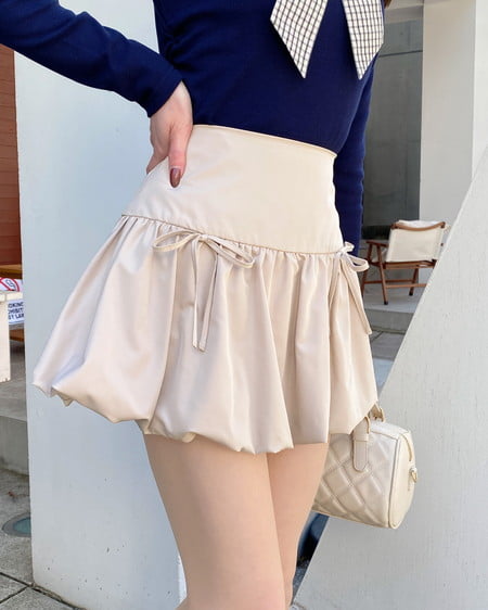 INGNI（イング） リボンバルーンミニスカパン ﾍﾞｰｼﾞｭ