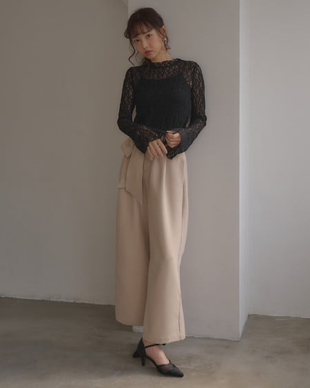 INGNI（イング） ハイネックレーストップス ｸﾛ