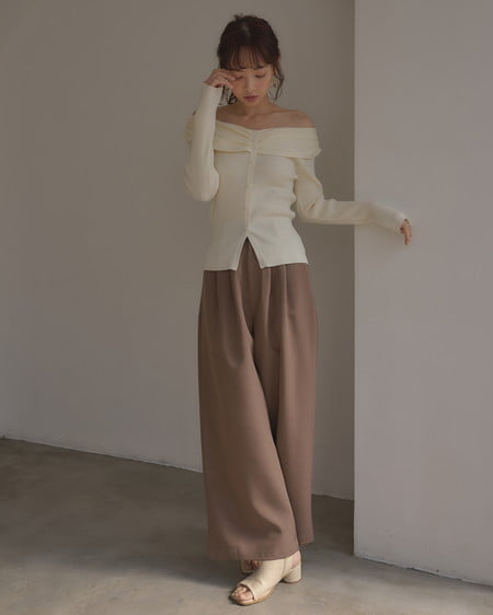 INGNI（イング） フロントボタンオフショルニット ｱｲﾎﾞﾘｰ