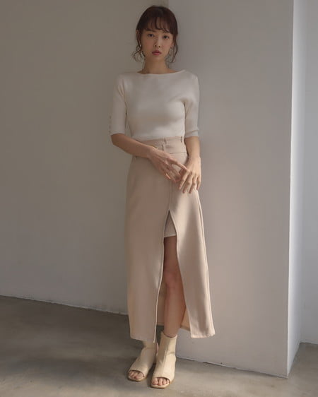 INGNI（イング） 変形バックルIラインスカート ﾍﾞｰｼﾞｭ