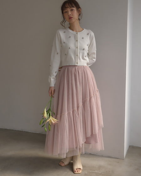 INGNI（イング） ラメチュールフレアスカート ﾋﾟﾝｸ