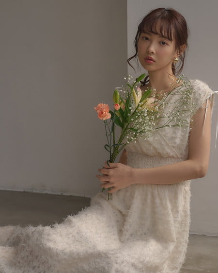 INGNI(イング) ジャガードフリンジワンピース アイボリー