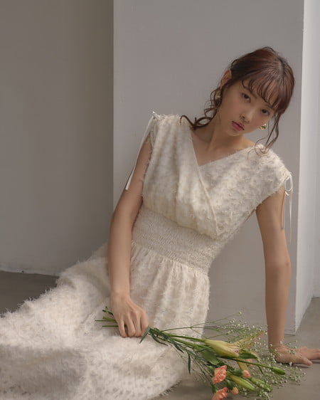 INGNI(イング) ジャガードフリンジワンピース アイボリー