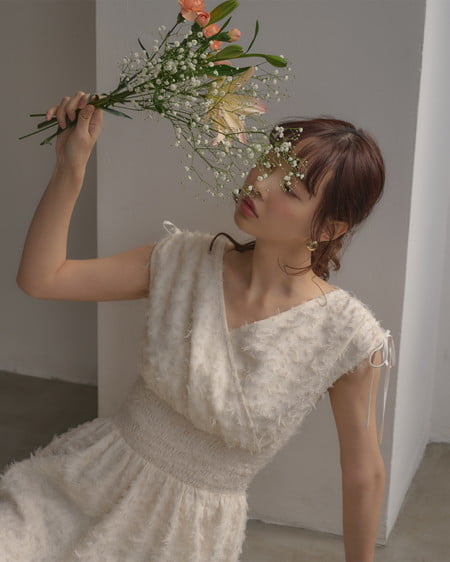 INGNI(イング) ジャガードフリンジワンピース アイボリー