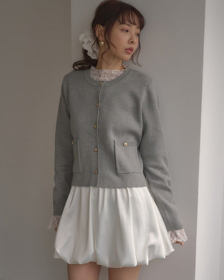 INGNI（イング） 金ボタンスポンディッシュニットカーディガン ｸﾞﾚｰ