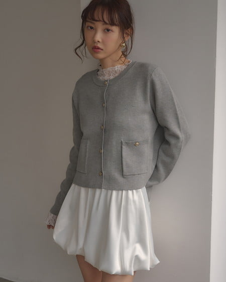 INGNI（イング） 金ボタンスポンディッシュニットカーディガン ｸﾞﾚｰ