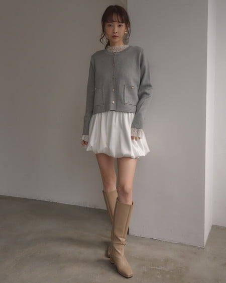 INGNI（イング） 金ボタンスポンディッシュニットカーディガン ｸﾞﾚｰ