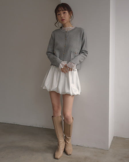 INGNI（イング） 金ボタンスポンディッシュニットカーディガン ｸﾞﾚｰ