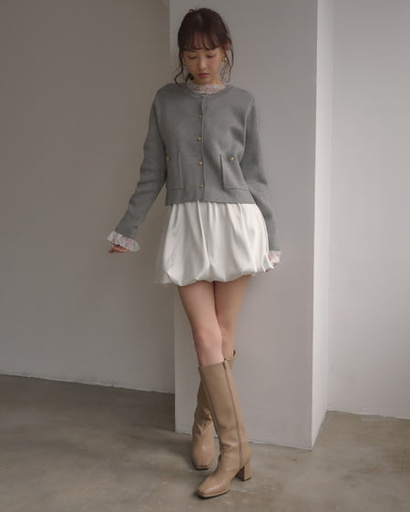 INGNI（イング） 金ボタンスポンディッシュニットカーディガン ｸﾞﾚｰ