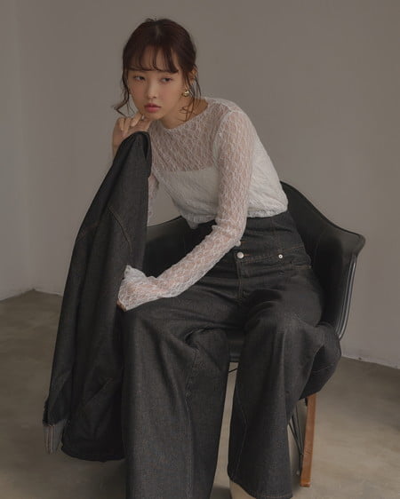 INGNI（イング） 2Wayハイウエストデニムパンツ(セットアップ対応) ｸﾛ