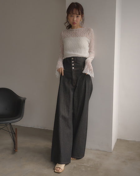 INGNI（イング） 2Wayハイウエストデニムパンツ(セットアップ対応) ｸﾛ