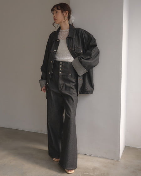 INGNI（イング） 2Wayハイウエストデニムパンツ(セットアップ対応) ｸﾛ